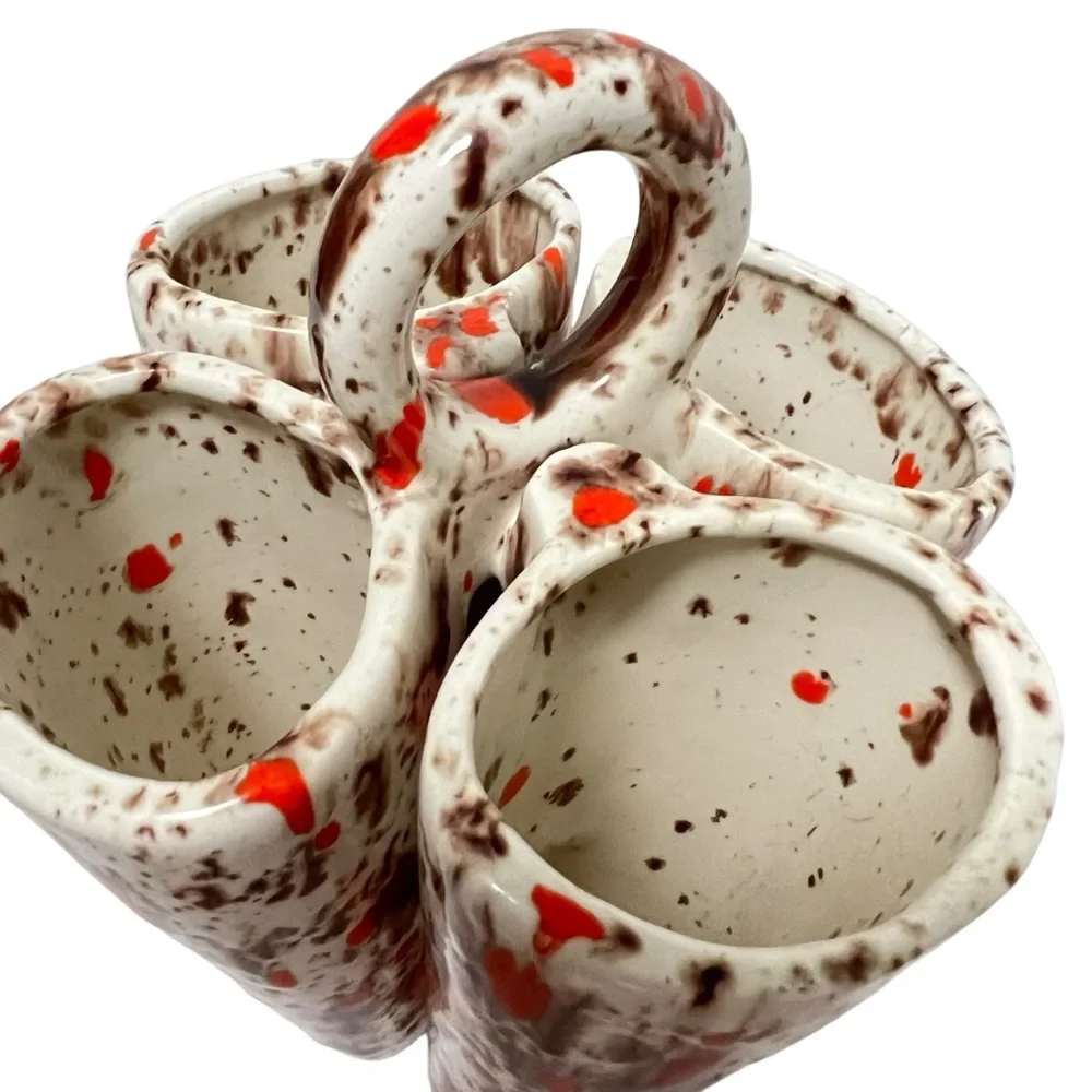 Vintage Ceramic Splatter Glaze Vase or Trinket Holder 1970’s 8” Tall